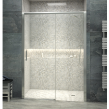 Mampara De Ducha Frontal De 1 Hoja Fija Y 1 Puerta Corredera - Cristal De Seguridad De 6 Mm - Modelo Boston De 145 - 150 Cm - Decorado 'd'