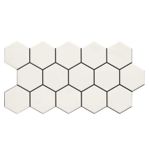 Carrelage Tomette Blanche Mate Effet Joint Noir 26.5x51 Cm Hex