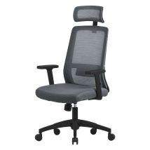Chaise De Bureau Ergonomique, Gris, Mesh, Avec Appui-tête Réglable, Accoudoirs, Soutien Lombaire, Fonction Bascule, Pivotante Avec Roulettes, Chaise 
