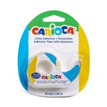 Carioca Blister 1 Rollenhalter + Transparentes Klebeband - Nicht Vergilbend Mit Der Zeit - Ideal Für Papier Und Karton - Farbe Varios
