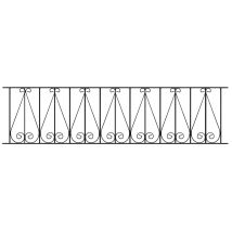 Cannock Gates - Regent Scroll Railing Panel - Solid Steel - Fits Gap Of 1830 Mm X 395 Mm High - Electro Galvanised/black Powder Coated