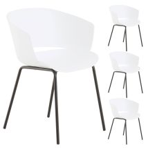 Idimex - Lot De 4 Chaises De Jardin Nivel En Plastique Blanc