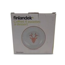 Finlandek - Assiettes À Dessert - Céramique - Motif Renne Pixelisé - Voir Photos Pour Détails - Neuf