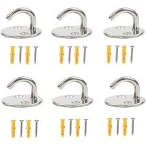 Set Di 6 Ganci Da Soffitto In Acciaio Inox 304, M5 X 33 Mm, Con Piastra Ad Occhiello Rotonda, Gancio Da Parete Resistente, Adatto Per Appendere Vasi 