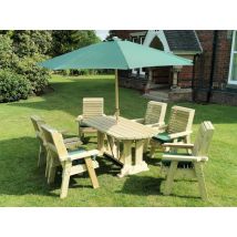 Churnet Valley – Ergo 6 Seater Garden Table Set – Durable Timber – 290 cm Width – 250 cm Depth – 105 cm Height