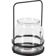 Teelichthalter mit Metallgriff – 12 x 12 cm – Elegantes Design aus Glas – Für gemütliche Atmosphäre