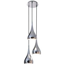Pendelleuchte Designlampe Deckenlampe Hängeleuchte Chrom Metall 3-flammig