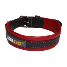 Les Tendances - Collar De Cuero Negro Y Rojo Yago Suave Y Ajustable Para Perro Mediano, Talla M 34-43 Cm