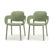 Lot De 2 - Chaise Avec Accoudoirs Outdoor Indoor En Plastique Recyclé Hug