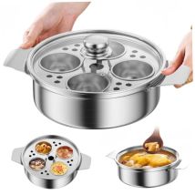 Olla Para Escalfar Huevos De Acero Inoxidable Con 4 Tazas, Antiadherente, Multiusos, Con Asa Para Ollas, Sartenes Y Ollas A Presión.