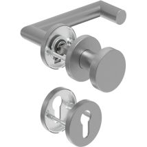 Manico della porta We-Grt in acciaio inox – Forma L con ritorno – Set di rosette per porta BASE-4 8907 – 4016753179166