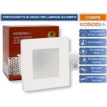 Kosoom C1245fb Portafaretto Quadrato Con Copertura In Vetro Opaca Da Incasso In Gesso Vrniciabile Per Lampadine Gu10 Mr16