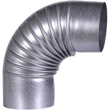 A100/b Fal Bogen 90°, Rigido, Ø 100 Mm – Tubo Da Forno In Lamiera Di Acciaio, 0,6 Mm Di Spessore, Interno Con Manicotto, Lunghezze Saldate, Argento - 