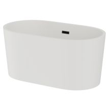 Wholesale Domestic - Genoa Matt White 1500mm X 750mm Double Ended Freestanding Bath With Black Waste - White
