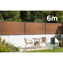 Verbundzaun 6 M Stockhorn H.90 Cm Zum Einbetonieren Teak