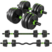 Sportnow Set Manubri Pesi 3 In 1 Da 16 Dischi In Plastica E Sabbia Verde