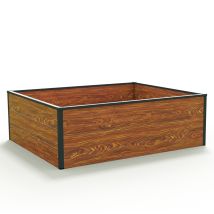 Gfp Orto Rialzato Halfsize In Alluminio - Aiuola Rialzata Salvaspazio E Stabile In Aspetto Legno - 119 X 99 X 39 Cm