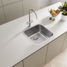 Artikitch - Kitchen Sink Single Bowl Brushed Stainless Steel Undermount Square Waste