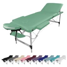 Table De Massage Pliante 3 Zones En Aluminium + Accessoires Et Housse De Transport - Vert Pastel - Vivezen