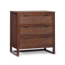 Teamson Home Hatteras Chest Of Drawers 3 Drawer Bedroom Dresser, Walnut