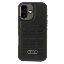 Funda Rígida Audi De Piel Sintética Magsafe Para Iphone 16 Plus De 6,7 Pulgadas, Color Negro/negro (au-tpupcmip16m-gt/d3-bk)