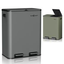 Maxcraft - Mülleimer / Treteimer Mit Soft Close Deckel Und 2 Inneneimern - 60 Liter In Anthrazit