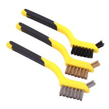 Juego de 3 cepillos de alambre 180 mm – Nylon, latón, acero inoxidable – Limpieza de óxido y pintura