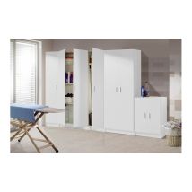 Armadio Multiuso Alto Floro – Bianco – 37/59 x 37 x 180 cm – Melamina ad alta resistenza