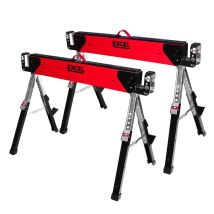 Excel Steel Sawhorse Heavy Duty Adjustable Legs Twin Pack 1178kg Capacity