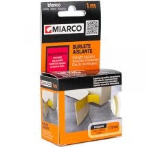 Miarco - Rollo De Burlete Adhesivo Para Umbral De Puerta 3,8x100cm De 15mm De Grosor Fabricado En Pvc Y Caucho Color Blanco