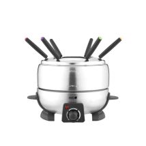 Fondue eléctrica de acero inoxidable – 800W – Tapa anti salpicaduras – Hornillo eléctrico – 6 tenedores