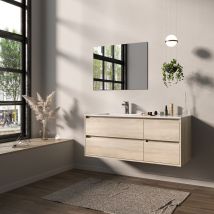 Mueble De Baño Tuela 120cm Oak 4 Cajones + Lavabo
