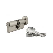 Serrurerie De Picardie - Cylindre De Serrure À Bouton, 30bx40mm, Nickel, 5 Clés Réversibles