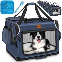 Hundebox Faltbar Navyblau (s 50x34x34cm) Inkl. Leckmatte, Spatel & Reflektoren Transportbox Für Hunde Und Katzen Hundetransportbox Für Kleine & Große 