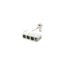 Triple Adaptador De Encendedor - Connectland - 3 Tomas 12v/24v - Cargador Usb 6.8a - Protección Contra Sobretensiones - Cable 1m
