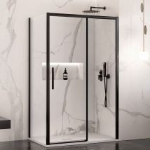 Box Doccia Due Lati Con Profili Neri Scorrevole Cristallo 6mm H195 Lagoa Duo, Misura 80x110