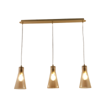 Suspension Dafne En Métal Et Verre Soufflé, Couleur Ambre, 3 Lumières, E27 40w - Design Élégant Pour Intérieurs Contemporains Et Raffinés