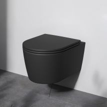 Spülrandloses Wc Toilette Für Gäste-wc Hänge-wc Flashclean Aus Keramik Wand-wc Cfa1700mbsc Func Wand-wc Schwarz Mit Softclosing-sitzabdeckung - Am.pm