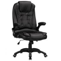 Reclining Office Chair With High Back And Luxury Faux Leather - Black
