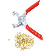 Ösenzange mit 100 Rundösen 4,5 mm – für Papier, Leder, Textilien – 0,13 kg – KRAFTMANN