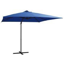 Torana - Cantilever Garden Parasol With Led Lights And Steel Pole 250x250 Cm Azure Blue Vidaxl