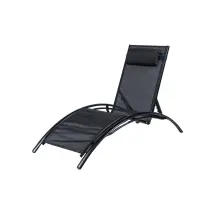 Eurogarden - Sdraio Reclinabile 'luna' In Alluminio E Textilene Nero 175x64x88 Cm