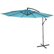 Parasol Déporté Semi-pro Acerra, Protection Contre Le Soleil, 3m Inclinable, Turquoise Sans Support