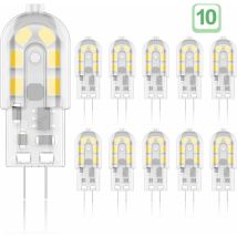 Sunflower - Set Mit 10 G4 2w Led-leuchtmitteln, Entspricht 20w Halogenlampen, Warmweiß 3000k, 200lm, 12x Smd, 12v Ac/dc [energieklasse A+]