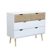 Defibrico - Armoire En Bois Naturel Avec 4 Tiroirs 99x39xh82 Cm Spencer