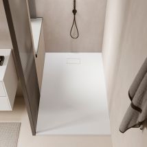 Stano. - Piatto Doccia Ultrasottile 90 X 160 Cm Piatto In Solicast Finitura Ardesia Bianco