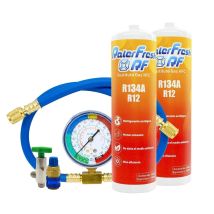 2 Botellas Gas Refrigerante Ralerfresh Rf, Sustituto Del R12 Y R134a Mas Manometro Con Manguera Y Conector
