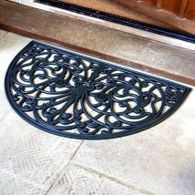 Marco Paul - Smart Garden Half Moon Rubber Victorian Cast Iron Style Door Mat Black Doormat