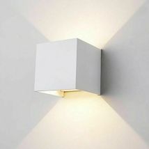 12w Lampada Cob Led Cubo Applique Parete 220v Luce Biemissione Nera O Bianca 100lm/w Regolabile Ip65 Bianco - Bianco Caldo