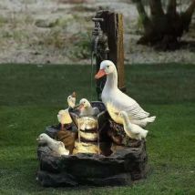 Solar Energy Squirrel Duck Water Fountain Resin Statue, Pressure Water Sculpture For Garden Decoration(duck)